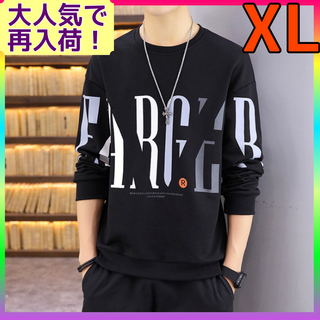 メンズ トレーナー 韓国 ロゴ XL おしゃれ 秋 冬 カジュアル ユニセックス(Tシャツ/カットソー(七分/長袖))