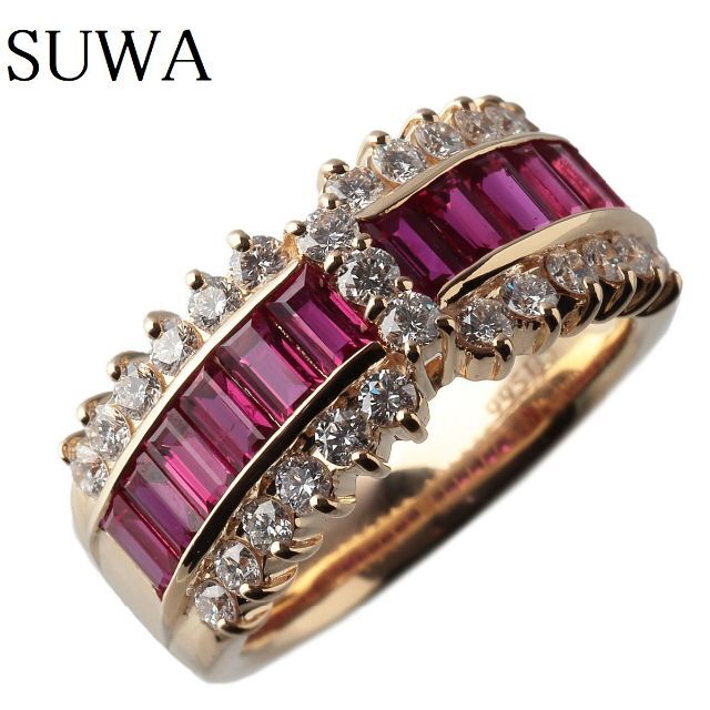 正規 SUWA ルビー K18YG【9878】 13号 定価143万円 ダイヤリング