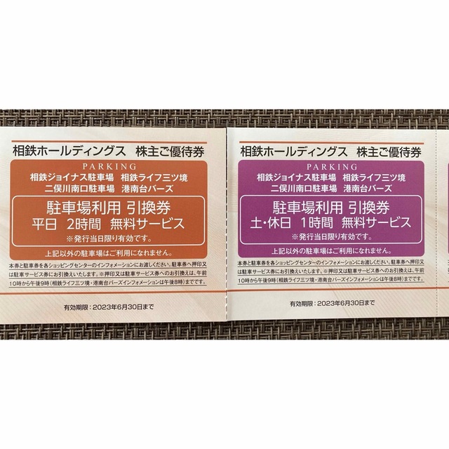 相鉄ホールディングス株主優待　無料駐車場利用券 24枚