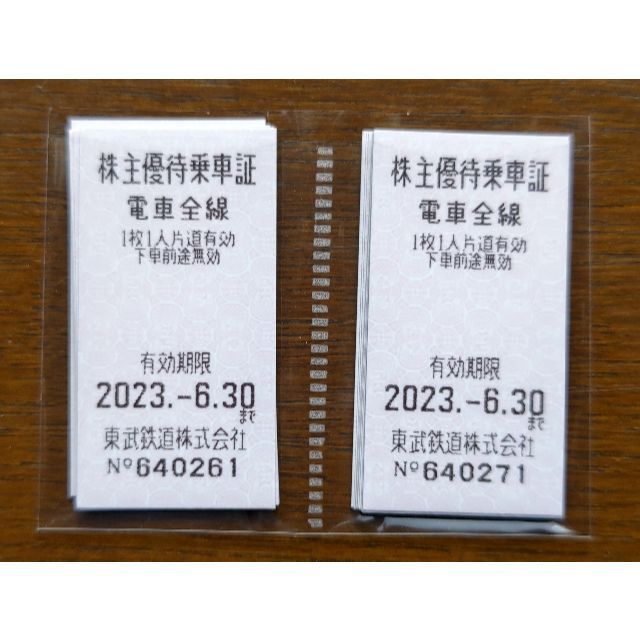 東武鉄道株主優待乗車証 20枚　2023/12/31