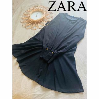 ザラ(ZARA)の美品　ZARA ザラ　ワンピース　ひざ丈　フレア　ゴールドボタン　人気　完売(ひざ丈ワンピース)