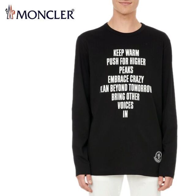 22 MONCLER ブラック クルーネック 長袖 Tシャツ size L 激安直営店