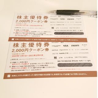 バロックジャパンリミテッド 株主優待券 4000円分(ショッピング)