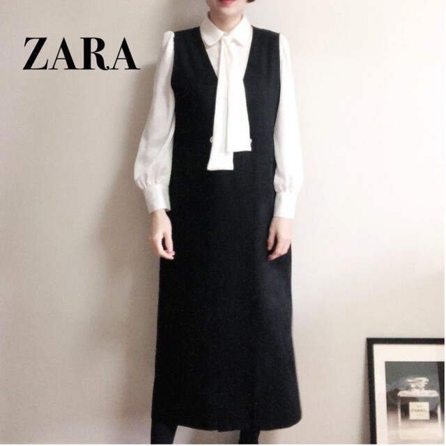 ZARA  ダブルブレストフェイクスエードジャンパースカート XS