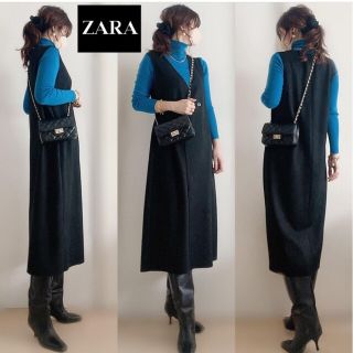 ザラ(ZARA)の新品！♥️ZARA♥️ダブルブレストフェイクスエードジャンパースカート。Ｓ。(ロングスカート)