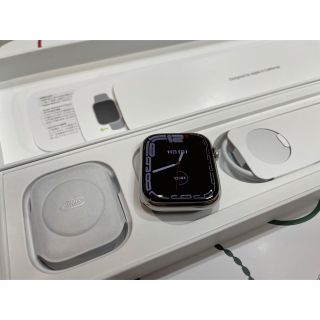 アップルウォッチ(Apple Watch)のApple Watch series7 45mm シルバーステンレス Care付(腕時計(デジタル))