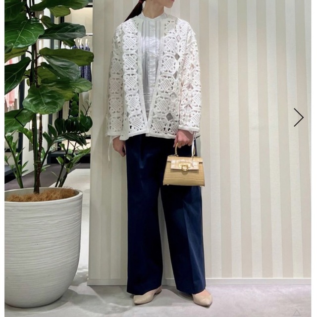 ballsey スクエアモチーフエンブロイダリーノーカラージャケット
