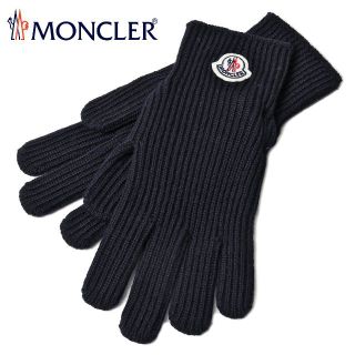 MONCLER - 28 MONCLER ネイビー ロゴワッペン 手袋 グローブ size XLの