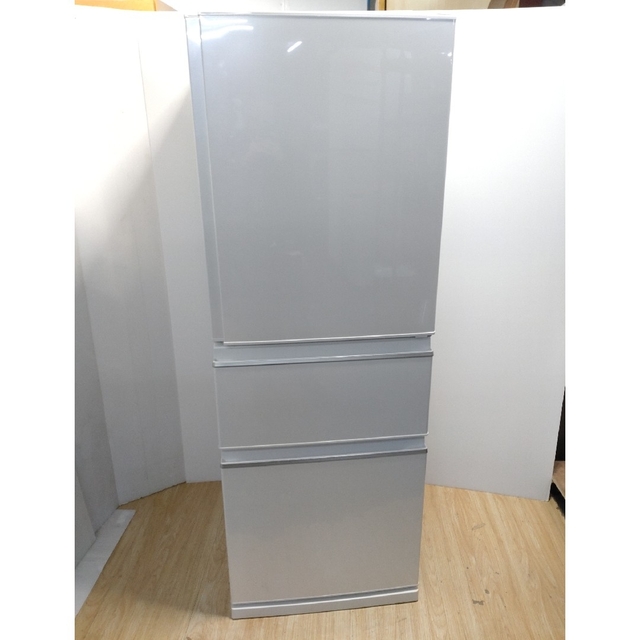三菱 - 冷蔵庫　希少右開き　ホワイトカットデザイン　三菱　ガラス棚　自炊向きサイズ