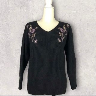 ショコラフィネローブ(chocol raffine robe)のショコラフィネローブ　刺繍花柄セーター ニットプルオーバー(ニット/セーター)