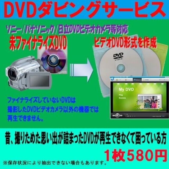 10本セット価格　未ファイナライズDVDの動画を抽出しビデオDVDを作成