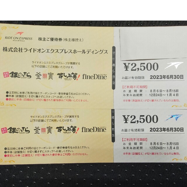 ライドオンエクスプレスホールディングス　株主優待5000円