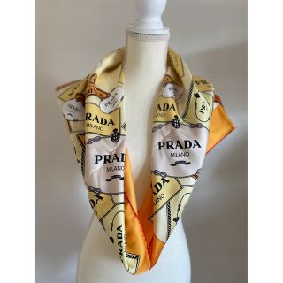 PRADA - 【PRADA】 シルクスカーフ ロゴ オレンジの通販 by おちゃ's