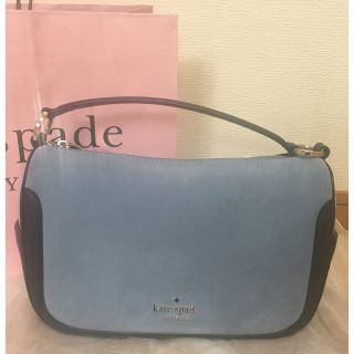 ケイトスペードニューヨーク(kate spade new york)のケイトスペード　ハンド　ショルダー　バッグ　スエード　ブルー　2022 秋(ハンドバッグ)