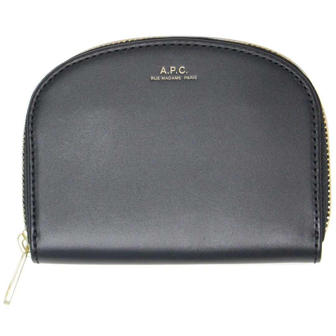 A.P.C. アーペーセー 財布 ウォレット ブラック 黒 コンパクト ラウンドジップ レザー Demi-Lune 【レディース】【美品】【RL010】