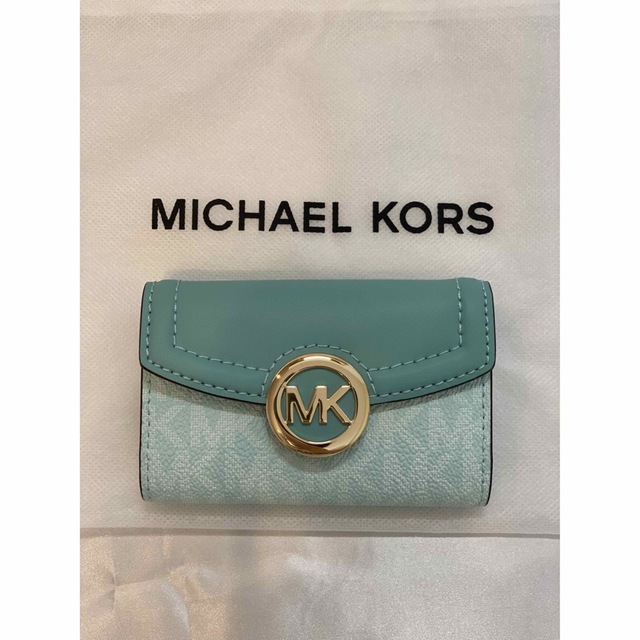 新品☆MICHAEL KORS グリーン シグネチャー レザー キーケース 半額