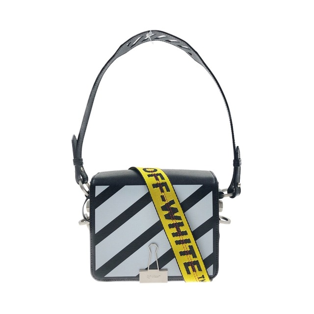 レディース〇〇Off-White オフホワイト DIAG バインダー クリップ ショルダー バック ブラック x ホワイト