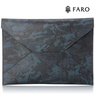 ファーロ(FARO)の定価5.5万 新品 FARO クラッチバッグ 本革 レザー ネイビー カモフラ(その他)