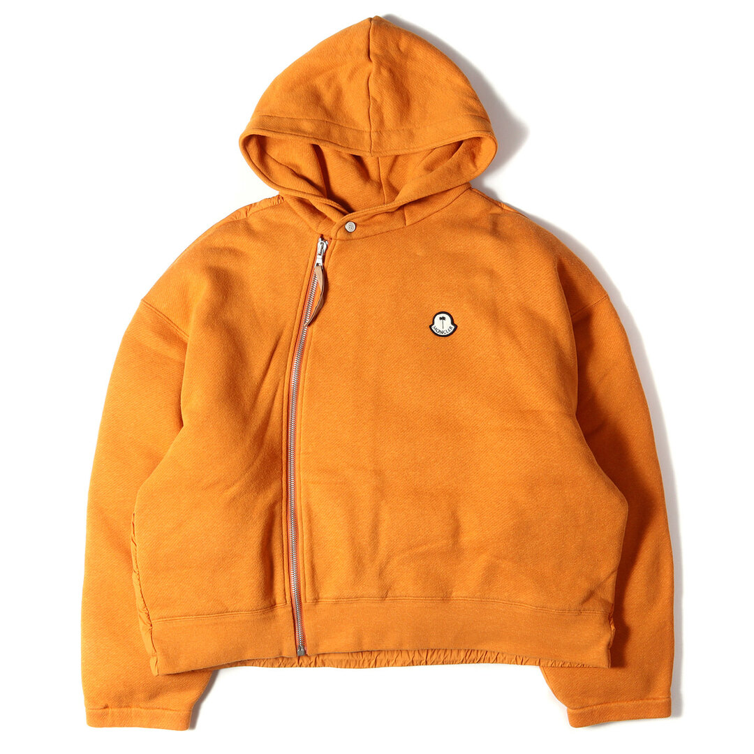 美品 モンクレール MONCLER パーカー 2022年 HOODIE ZIP ジップアップ 裏フリース トップス メンズ M オレンジ