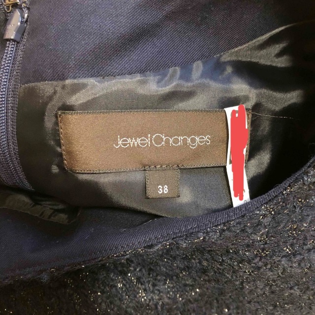 Jewel Changes(ジュエルチェンジズ)のJewel Changes ワンピース　紺 日本製 レディースのワンピース(ひざ丈ワンピース)の商品写真