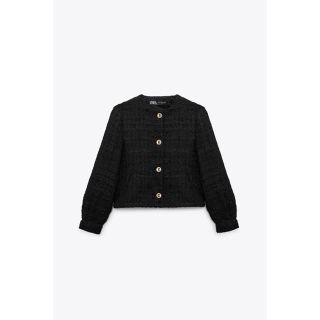 ザラ(ZARA)のザラZARA ゴールドボタンテクスチャージャケット(ノーカラージャケット)