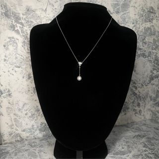 タサキ(TASAKI)の良品/田崎真珠/アコヤパール1粒&天然ダイヤネックレス/SV925/シルバー.(ネックレス)