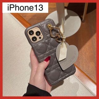 【大人気・早い者勝ち】iPhone13 ケース　グレー　ハート(iPhoneケース)