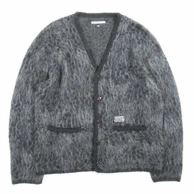 美品 22AW ネイバーフッド モヘア カーディガン カモフラ ニット 黒