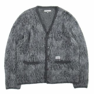 ネイバーフッド(NEIGHBORHOOD)の美品 22AW ネイバーフッド モヘア カーディガン カモフラ ニット 黒(カーディガン)