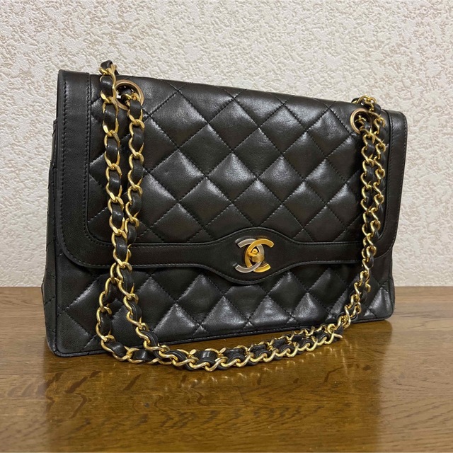 CHANEL シャネル マトラッセ ラムスキンバッグ ダブルフラップ25 黒 ...