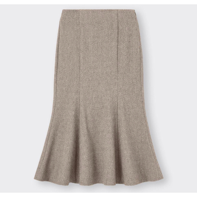 GU(ジーユー)の新品　GU ヘリンボーンマーメイドロングスカート ブラウン レディースのスカート(ロングスカート)の商品写真
