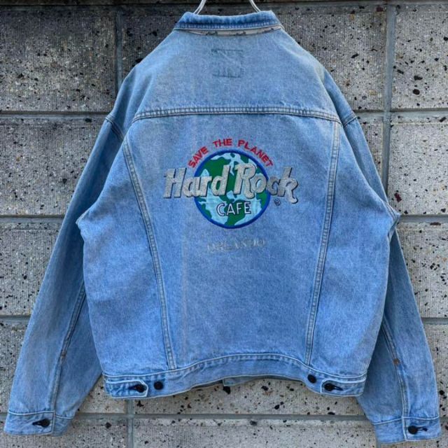 Hard Rock Cafe 90's デカロゴ刺繍 古着 デニムジャケット 新入荷