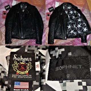 ソフネット(SOPHNET.)のSOPHNET.SCHOTT ワンスターレザーライダースジャケット36牛革15A(ライダースジャケット)