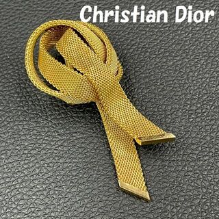 クリスチャンディオール(Christian Dior)のクリスチャン・ディオール ブローチ リボン モチーフ ゴールド アクセサリー (ブローチ/コサージュ)