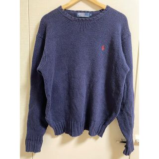 ポロラルフローレン(POLO RALPH LAUREN)の90s ポロバイラルフローレン　ニット　コットン　ネイビー ワンポイントロゴ(ニット/セーター)