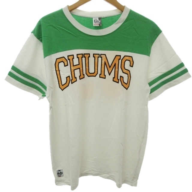 CHUMS(チャムス)のチャムス CHUMS フットボール Tシャツ カットソー 半袖 白 緑 L メンズのトップス(Tシャツ/カットソー(半袖/袖なし))の商品写真