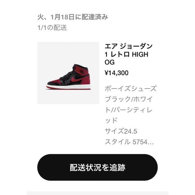 NIKE(ナイキ)のNike GS Air Jordan 1 High OG Patent Bred レディースの靴/シューズ(スニーカー)の商品写真