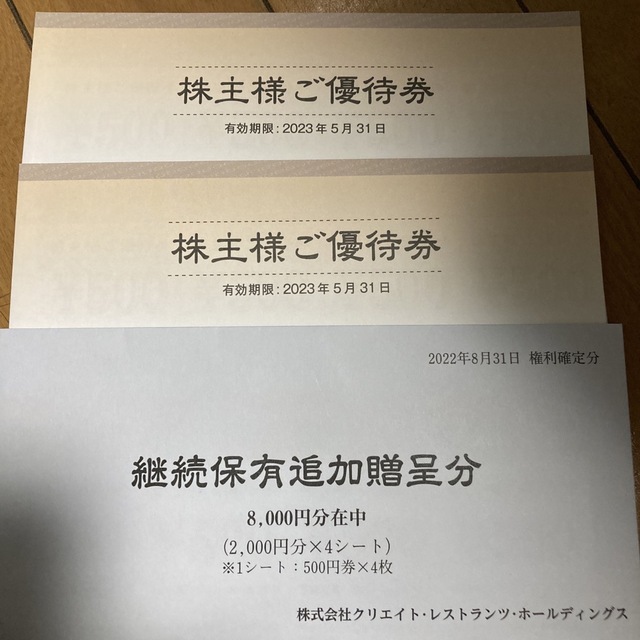 クリエイトレストラン株主優待28000円分