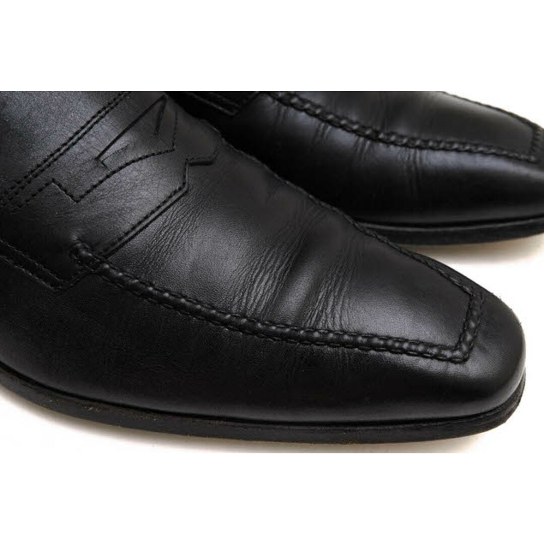 サントーニ／Santoni コインローファー ペニーローファー シューズ 靴 メンズ 男性 男性用レザー 革 本革 ブラック 黒  スリッポン レザーソール マッケイ製法 5