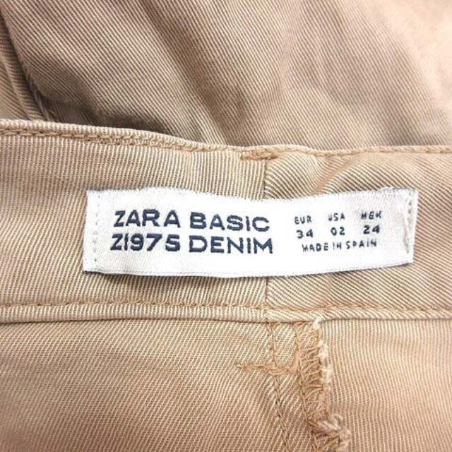 ZARA(ザラ)のザラ ベーシック テーパードパンツ デニム ロング ストレッチ 34 ベージュ レディースのパンツ(その他)の商品写真