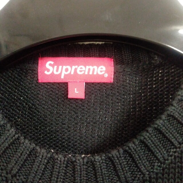 supreme back logo sweater 黒Ｌ