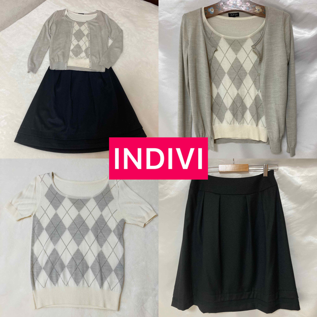 INDIVI アンサンブル＆スカート　セットコーデ