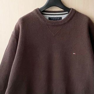 トミーヒルフィガー(TOMMY HILFIGER)の激渋アースカラー　シンプル　刺繍ロゴ　コットンニット　トミーヒルフィガー(ニット/セーター)