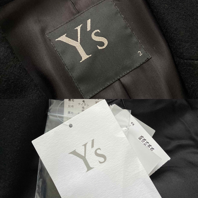 Y's(ワイズ)のY's 19AW メルトン 切替デザイン チェスターコート 黒2 レディースのジャケット/アウター(チェスターコート)の商品写真