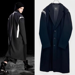 ワイズ(Y's)のY's 19AW メルトン 切替デザイン チェスターコート 黒2(チェスターコート)