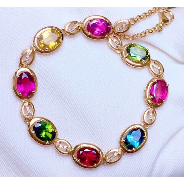 ⭐︎【高級】トルマリン ブレスレット k18 6.95ct - ブレスレット/バングル