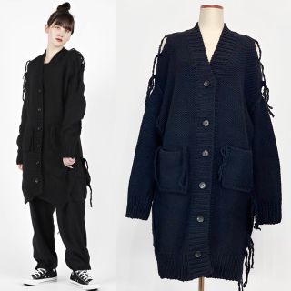 リミフゥ(LIMI feu)のLIMI feu 21AW ウールバルキー オープンショルダーカーディガン黒S(カーディガン)