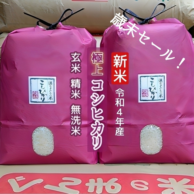 歳末セール!新米!令和4年産!極上コシヒカリ!玄米or精米or無洗米