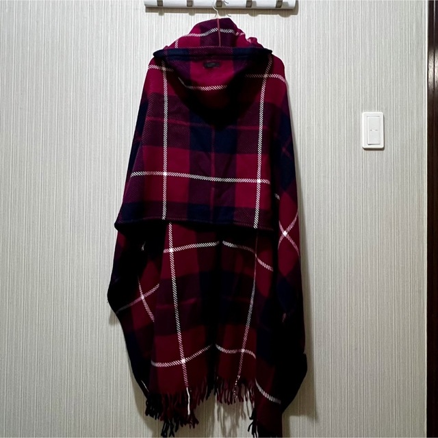特別オファージャケット/アウターBURBERRYブルーレーベル ポンチョ フード付きウール革ベルト