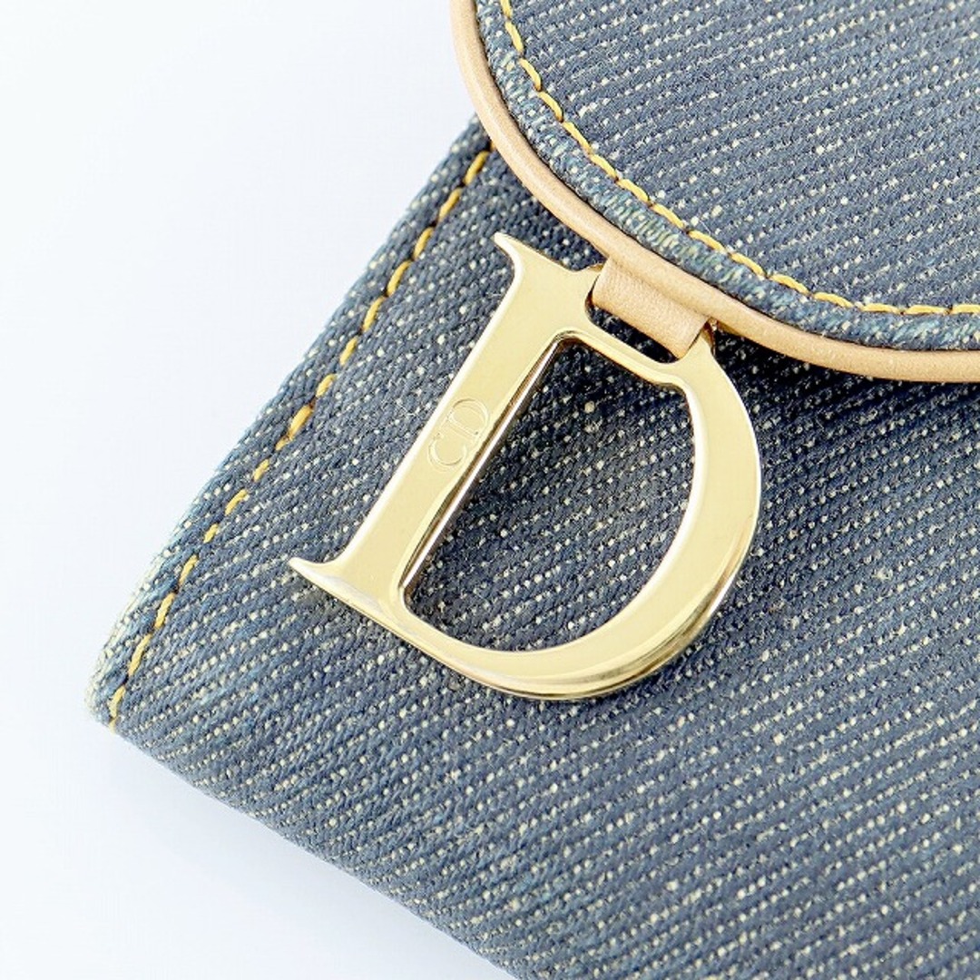 Christian Dior クリスチャンディオール サドル 二つ折り財布 デニム 青 ブルー メンズ レディース 【バッグ】